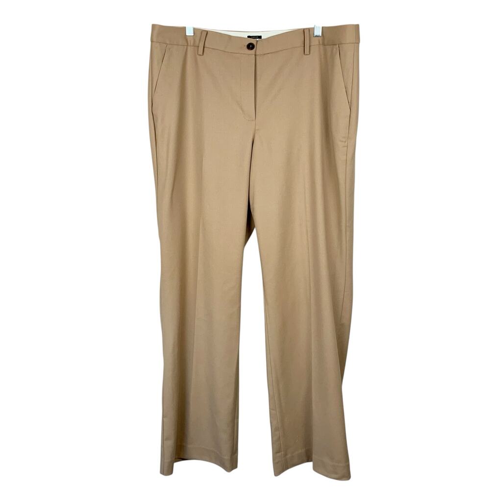New Talbots Windsor Dress Pants Italian Flannel Wool Tan Stretchy Women's 16